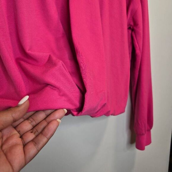 Anthropologie Maeve Cropped Sweatshirt Women's Large Pink Twist Front Gorpcore - Picture 4 of 7